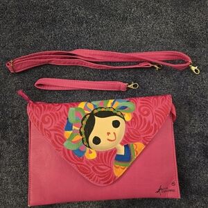 Rosa Mexicano Hand-Painted Women's Crossbody or Covertible Clutch